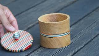 Box on the Lathe (Oak and Skateboard Deck)