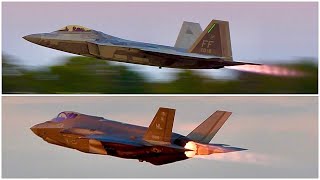 F-22 Raptor & F-35 Lightning II TWILIGHT Demos! EAA AirVenture Oshkosh 2024