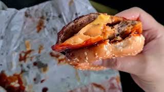 A&W RED HOT BURGER IN RED HOT LAVA SAUCE REVIEW