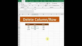 Delete Row Column in Excel - #youtubeshorts