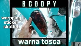 pasang sticker skotlet scoopy warna hijau tosca glosy