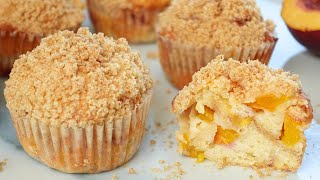 Fresh Peach Muffins with Crunchy Streusel Topping