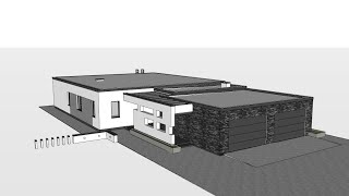 Хайтек дом с гаражом 286м² в SketchUp