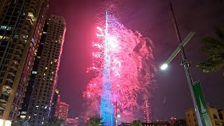 New Year's 2024: Fireworks at Burj Khalifa - Dubai's Iconic Celebration, DSLR 4k