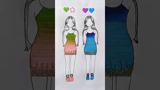 💚🌸 vs 💙💜 who is best 🤔✅ || #shorts #art #satisfying