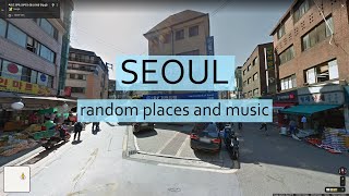 Seoul random places - 1 hour virtual travel - AI (computer) walking & asian music - 1080[HD]