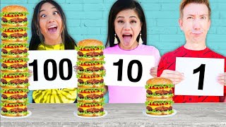 100 LAYERS FOOD CHALLENGE vs 100 Mystery Buttons