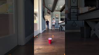 Ping pong kicking trick shot w dad! #trickshots #trickshot #shorts