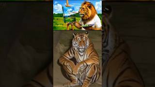 AI Lion Painting & Tiger | AI Creation #ai #shorts #nature #lion #tiger #naturesyncai