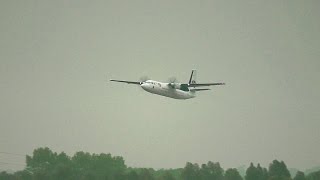 Fokker 50 OO-VLP Taking Off from Leipzig/Halle Airport (Germany)