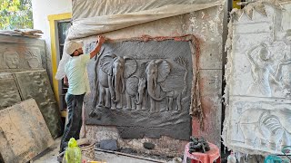 New custom design making | Elephant Fibre glass wall mural art | Art Tech