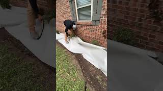 How to put down landscape fabric! Homeowner Request! #dslawnandlandscape #lawncarehowto #landscape