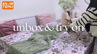 Homebody life • first order shopping with TEMU, found aesthetic home items, unboxing and try on ✨🤔