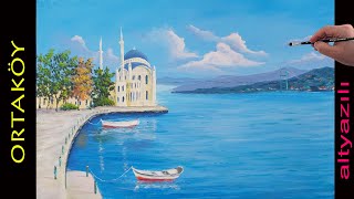 Resim Nasıl Yapılır #49 | Manzara Resmi | Ortaköy Cami / Acrylic Painting #Mountain #Resim #Art