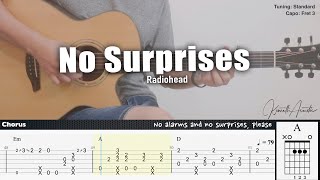 No Surprises - Radiohead | Fingerstyle Guitar | TAB + Chords + Lyrics