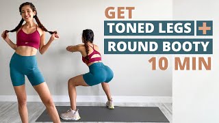 10 MIN TONED LEGS & ROUND BOOTY | Lower Body Burn | NO JUMPS | No Equipment