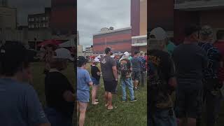 The line to enter the Trump Rally in Erie, PA. July 2023