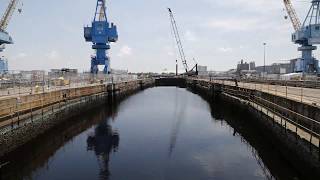 Dry Dock 6 Dewatering Time Lapse at Norfolk Naval Shipyard