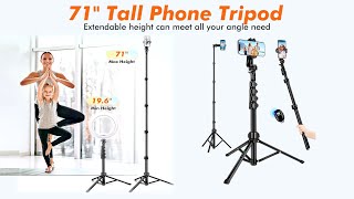 Tall 71" Tripod for iPhone, Selfie Stick Tripod Stand with Remote, Vlog, Travel Tripods #vlog