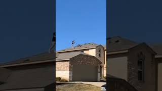 What is going on here? #shorts #roof #roofer #roofing #roofershelper #lawnmower #mowing #crazy