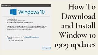 How To Download and Install Window 10 1909 November 2019 updates