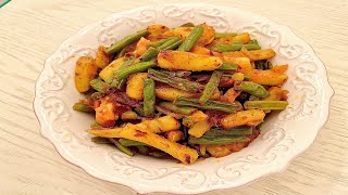 Green Beans Aloo Masala Fry Recipe | Aloo French Beans ki Sabzi | Cooking with Perveen Sultana