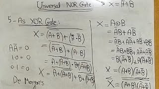 NOR Gate as Universal Gate/part 2/ NOR gate as XOR gate || XNOR gate