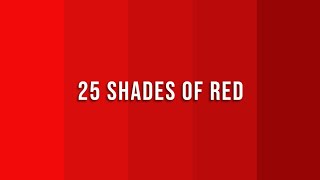 25 different shades of red colour and their names.