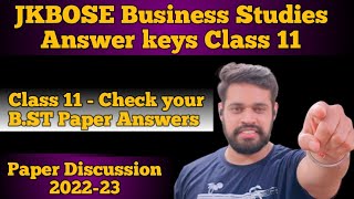 JKBOSE Class 11 Business Studies Answer keys 2022-23 | JKBOSE Business Studies Paper 2022-23 #jkbose