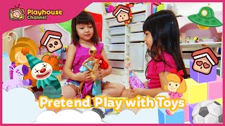 Dolls Pretend Play with Wooden House & Barbies Activity | Playhouse Channel