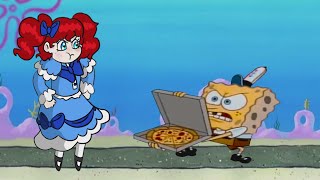 Poppy Doll trying to get a pizza from Spongebob // Pizza of Spongebob