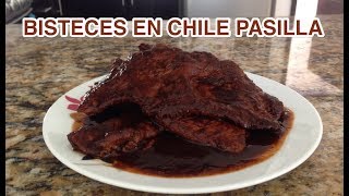 BISTECES EN CHILE PASILLA