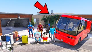 Franklin And Shinchan Start A New Road Trip With Luxury Bus From Los Santos To Beach In GTA V