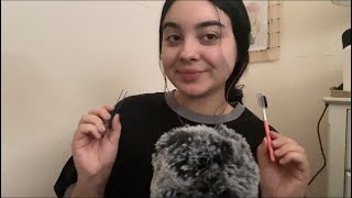 ASMR doing your eyebrows (personal attention, plucking, mouth sounds)