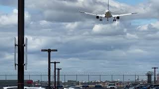 Jet plane landing at Newark Airport EWR