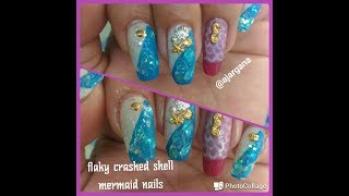 Flaky crashed shell mermaid nails 🐚