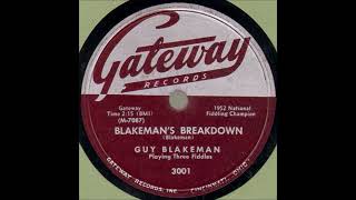 Guy Blakeman fiddles Blakeman's Breakdown rare 78