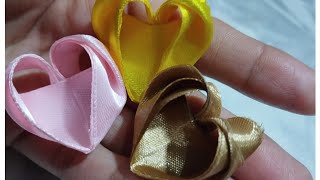 how to make heart with ribbon|easy and simple method|#rubyart #ribbon ##craft