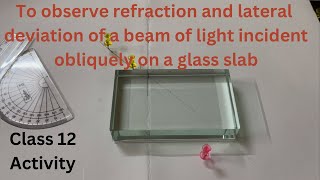 Refraction and lateral deviation of a beam of light incident obliquely on a glass slab