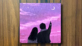 Acrylic Painting on Wooden Block | Couple Acrylic Painting Tutorial