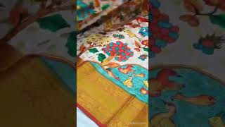 #Heavy #mallampuram #soft #banarsi# silk# saree#Beautiful #3d# print with #kalamkari#mkf