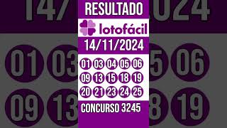 🔥 🍀 LOTO FACIL hoje - 14/11/2024 - Resultado concurso 3245