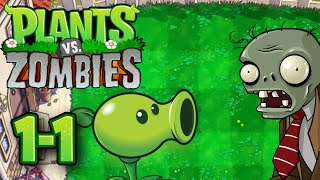 PLANTS vs. ZOMBIES -  Level 1-1 GAMEPLAY (NO COMMENTARY)