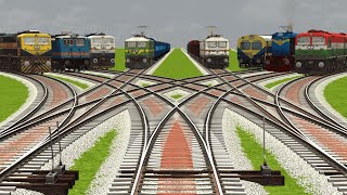 8 TRAINS CROSSING ON HIGH CURVED FORKED RAILWAY STATION | RAILROAD TRACKS | Train videos | trains