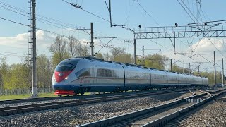 "Три топора!" Электропоезд "Сапсан" Siemens Velaro RUS B1 ЭВС1 - 18 на ст.Колпино, май 2024 года