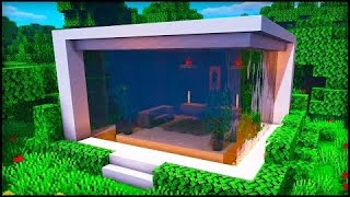 Minecraft Waterfall Modern House: How to build a Cool Modern House Tutorial