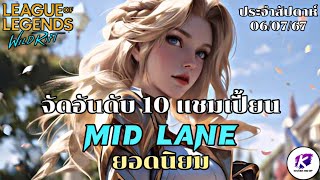 LOL WildRift : จัดอันดับ 10 แชมเปี้ยน Mid Lane ที่ผู้เล่นนิยมใช้มากที่สุด ประจำสัปดาห์ที่ 06/07/67