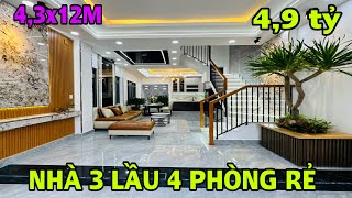 Bán nhà quận 12 . 3 lầu 4 phòng 5 wc sân thượng đẹp . Chủ bán rẻ chỉ 4.9 tỷ quá thơm