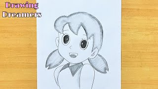 Pencil sketch of Shizuka from Doraemon step by step || Easy drawing ideas for beginners