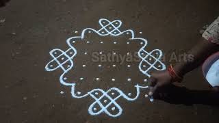 8 x 2 dots easy beautiful kambi kolam | traditional sikku kolam | SathyaSelva Arts